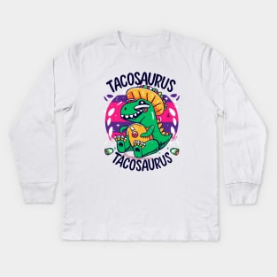 Tacosaurus Cinco de Mayo Dinosaur Trex Taco Mexican Kids Long Sleeve T-Shirt